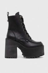 Buffalo botine nKillah Lace Up Mid femei, culoarea negru, cu toc drept, 1622373
