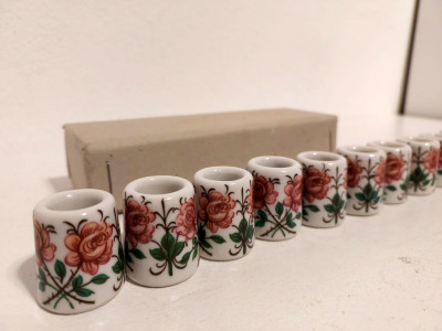 Set 10 suporti ceramici portelan pentru lumanari masa foto