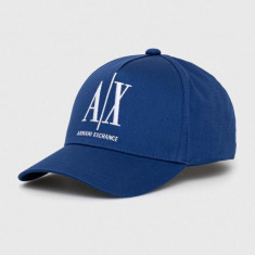 Armani Exchange șapcă de baseball din bumbac culoarea albastru marin, cu imprimeu