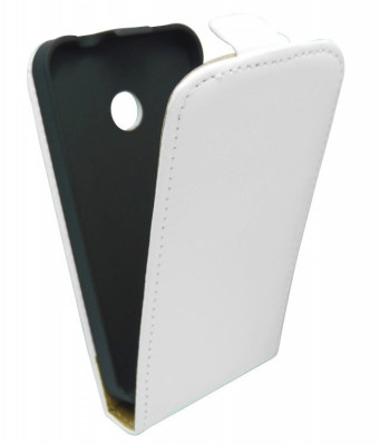 Husa flip alba Sligo Elegance (aspect piele/interior bej) pentru Nokia Lumia 530 foto