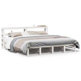 Cumpara ieftin Cadru de pat fara saltea, alb, 200x200 cm, lemn masiv pin