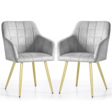 Set 2 scaune dining Luxano gri velur, picioare aurii otel, 54x58x82 cm, Akord Furniture Factory