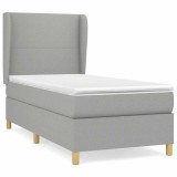 Cumpara ieftin Pat continental cu saltea, gri deschis, 80x200 cm, textil