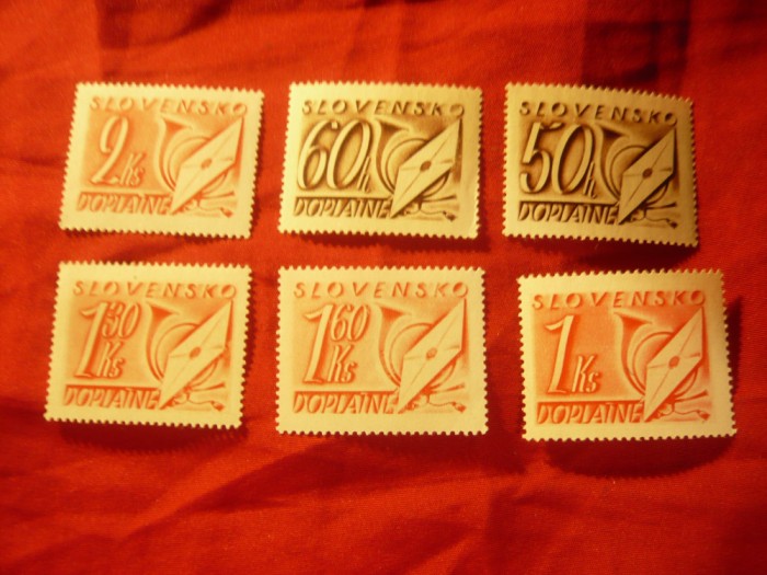 Serie mica Slovacia 1942 - Cifra , porto , 6 valori