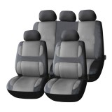Huse scaune auto universale fata si spate set 9 piese SC23 AMiO, negru-gri, pentru autoturisme, compatibile cu airbag, cu orificii pentru tetiere si