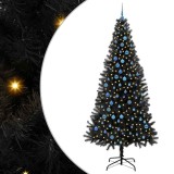 vidaXL Brad de Crăciun cu 300 LED cu suport Negru 240 cm PVC 3396503