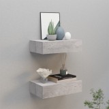 Dulapuri perete Gossi, 2 buc, gri beton, 40x23.5x10 cm, MDF, cu sertar, raft suspendat, depozitare obiecte, max 10kg/buc
