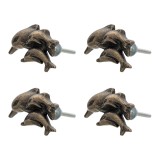 Cumpara ieftin Set 4 butoni mobilier din fier maro model Delfini 6x4x4 cm