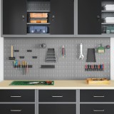 vidaXL Plăci de Agățat - Pachet de 3 cu 15 accesorii, Gri, 50x60 cm, Oțel