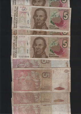 Argentina 5 australes 1986(89) VG-F-VF pret pe bucata foto