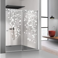 Paravan dus cu usa glisanta Glissando INOX, model Dance alb, sticla clara securizata, pentru nisa cu latime intre 122-140x205 cm