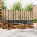 vidaXL Set de canapele de exterior cu pernă 8 pcs Natural și Antracit 3374532