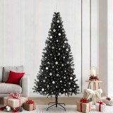 vidaXL Brad de Crăciun cu 300 LED cu suport Negru 240 cm PVC 3396501