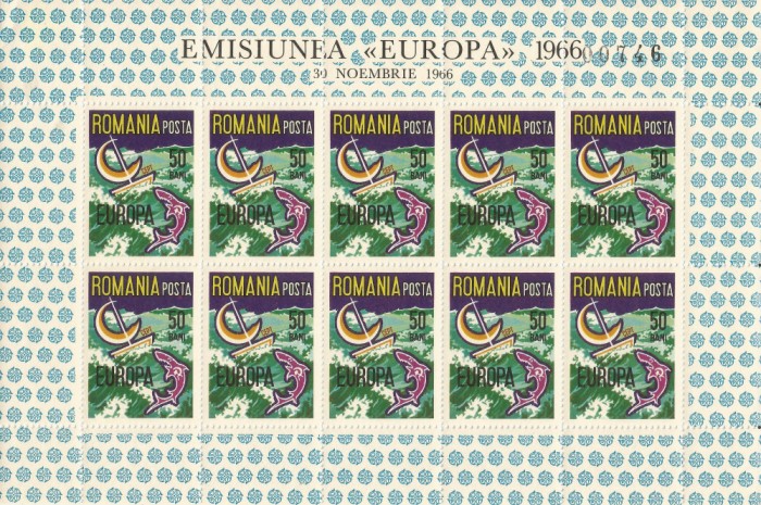 Spania/Romania, Exil rom., em. a XLIII-a, Europa, coala mica, dant., 1966, MNH