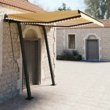 VidaXL Copertină retractabilă manual cu LED, galben/alb, 3,5x2,5 m