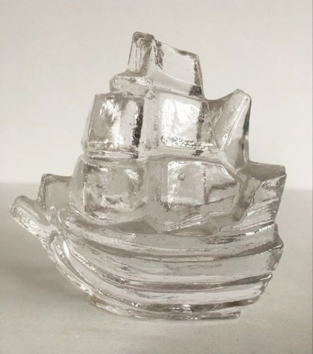 *Sculptura sticla cristal vapor Viking Uno Westerberg Pukeberg design scandinav