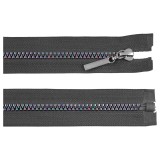 Fermoar plastic detasabil, efect curcubeu, lungime 60 cm, Gri