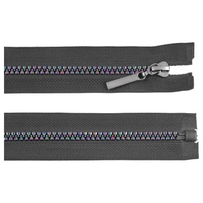 Fermoar plastic detasabil, efect curcubeu, lungime 60 cm, Gri foto