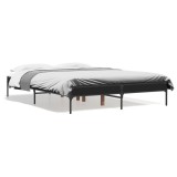 VidaXL Cadru de pat, negru, 135x190 cm, lemn prelucrat și metal
