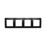 Rama cvadrupla neagra din policarbonat pentru prize si intrerupatoare, 300x83 mm