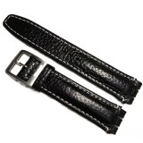 Cumpara ieftin Curea Premium din Piele Natural? pentru Swatch 19mm &ndash; Black &amp; White Edition