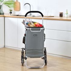 Carucior cumparaturi manevrabil pe scari Neef aluminiu 41L 20Kg gri inchis [en.casa] HausGarden Leisure