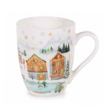Cana Craciun portelan multicolor Village &Oslash; 8 x 10,5 H, 300 ml