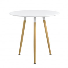 [en.casa]® Masa design rotund - ø 80 cm 3 persoane - alba HausGarden Leisure