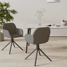 vidaXL Scaune de bucătărie pivotante, 2 buc, gri &icirc;nchis, catifea