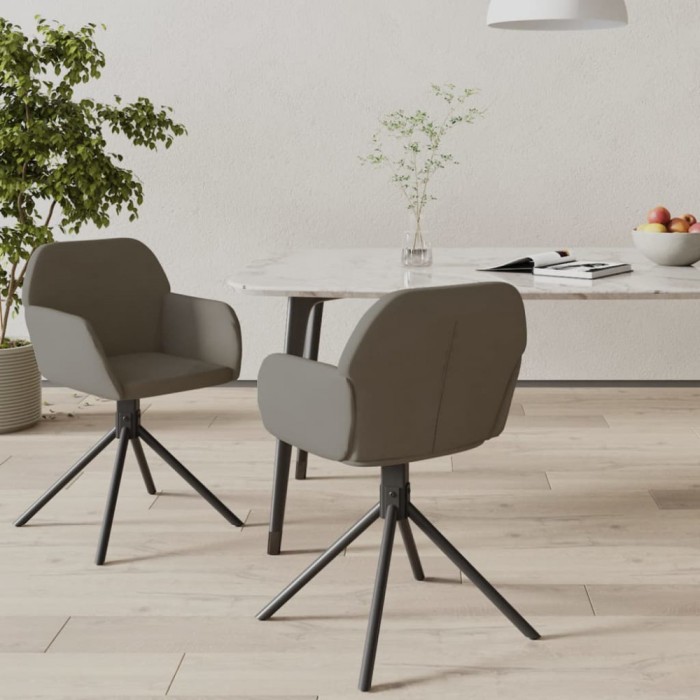 vidaXL Scaune de bucătărie pivotante, 2 buc, gri &icirc;nchis, catifea 344741