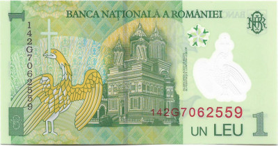 Romania (78) - 1 Leu 2005/2014, polimer, UNC foto