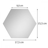 Set 12 panouri autocolante hexagonale oglinda pentru perete, dimensiune panou 15.5 x 17.5 cm, Oem