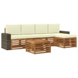 vidaXL Set de canapele de exterior cu pernă 6 pcs Natural și Crem 3384276
