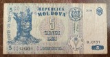 B11 - Bancnota foarte veche - Moldova - 5 leI - 2009