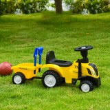 HOMCOM Tractor pentru Copii Prevazut cu Loc cu Remorca Varsta 12-36 Luni Galben