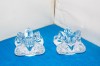 Sfesnice cristal lumanari hand made, set 2 buc -Snowstar- design Ann Warff KOSTA
