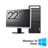 Pachet Calculator Refurbished LENOVO M800 Tower, Intel Core i3-6100 3.70GHz, 8GB DDR4, 500GB HDD, DVD-ROM + Monitor 22 Inch + Windows 10 Home NewTechn