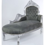 Sofa din lemn masiv argintiu cu tapiterie din catifea gri CAT590e19