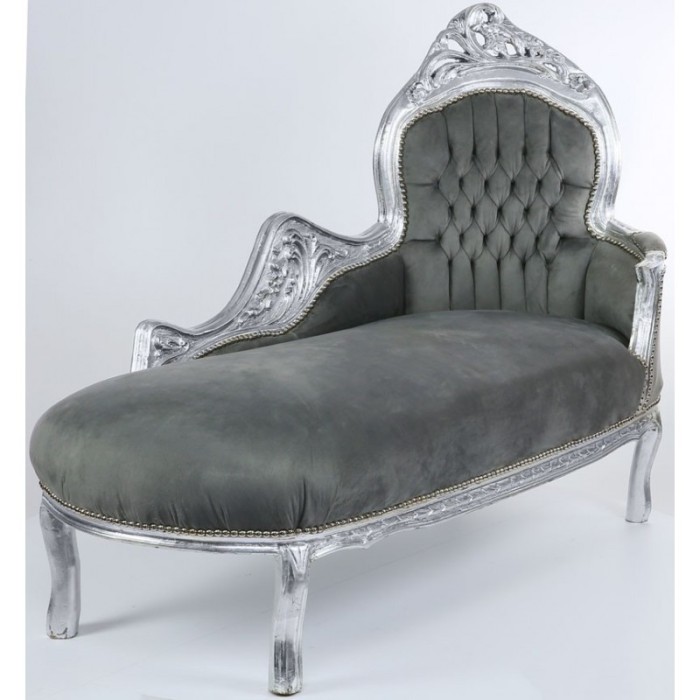Sofa din lemn masiv argintiu cu tapiterie din catifea gri CAT590e19