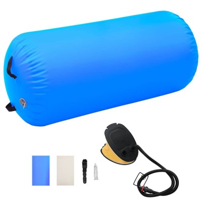vidaXL Rulou de gimnastică gonflabil cu pompă, albastru, 120x75 cm PVC foto