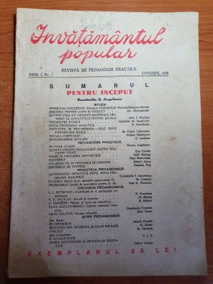 invatamantul popular ianuarie 1939 anul 1,nr. 1-revista de padagogie practica foto