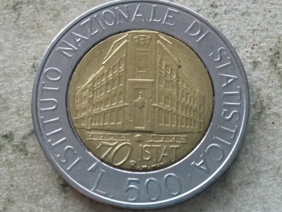 ITALIA-500 LIRE 1996 (70th Anniversary - National Institute of Statistics) foto