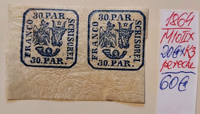 Pereche Principatele Unite 1864, 30 par. MNH