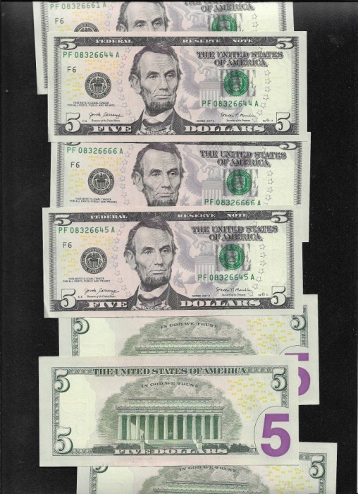 Statele Unite ale Americii USA SUA 5 dollars dolari 2017 A aunc pret pe bucata