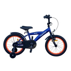 Bicicleta 16 inch roti ajutatoare cadru otel 23 cm ghidon reglabil frane fata v-brake albastruportocaliu
