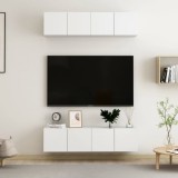 VidaXL Set dulapuri TV, 4 piese, alb, 60x30x30 cm, lemn prelucrat
