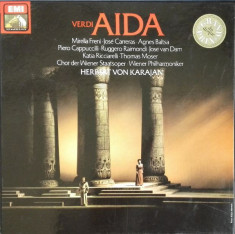 Editie cartonata 3XLP Verdi*, Mirella Freni,, Herbert Von Karajan ?? Aida (EX) foto