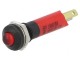 Lampă LED convexă roşie 24VDC 24VAC &Oslash;8mm IP67