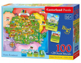 Puzzle educativ 100+28 piese Castorland - Harta Rom&acirc;niei