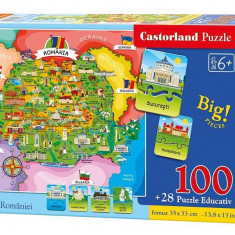 Puzzle educativ 100+28 piese Castorland - Harta României